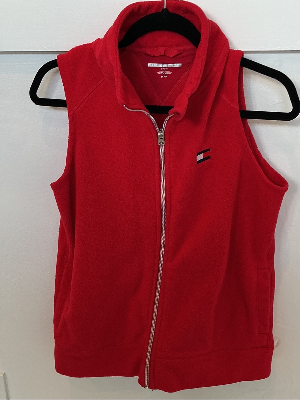 Tommy Hilfiger Girls Red Fleece Zip-Up Vest